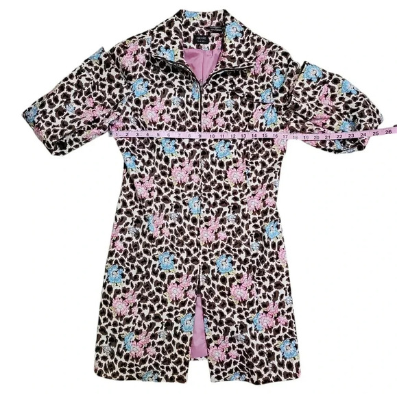 Nicole Miller Size 4 Floral Leopard Zip Up Jacket Coquette Y2K Statement - Picture 6 of 7